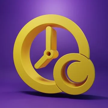 Yellow Time to sleep icon isolated on purple background. Sleepy zzz. Health.. Stock-Illustration