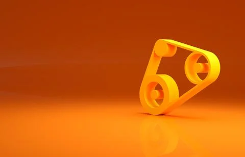 Yellow Timing belt kit icon isolated on orange background. Minimalism concept Stock Illustration