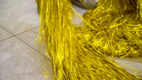Yellow tinsel Stock Footage 147444324