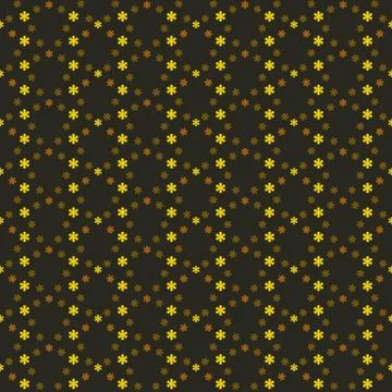 Yellow tiny blossom pattern on dark brown vector illustration Illustrazione stock