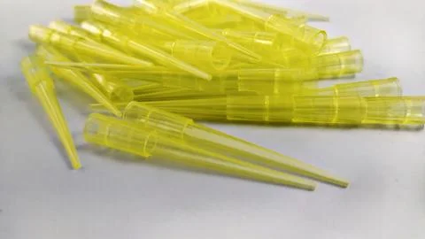 Yellow tip for micropipette . Stock Photos