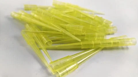 Yellow tip for micropipette . Stock Photos