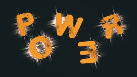 Yellow title POWER on the dark background Stock Illustration