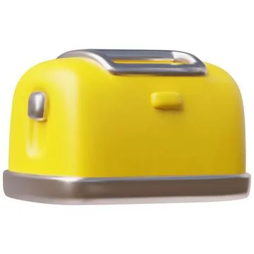 Yellow toaster 3D plastic style vector icon, cartoon fry toast cooking, home Illustrazione stock