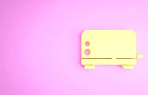 Yellow Toaster icon isolated on pink background. Minimalism concept. 3d illus Stock Illustration