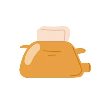 Yellow toaster with two piece of white bread in flat style. Retro design element Stock Illustration