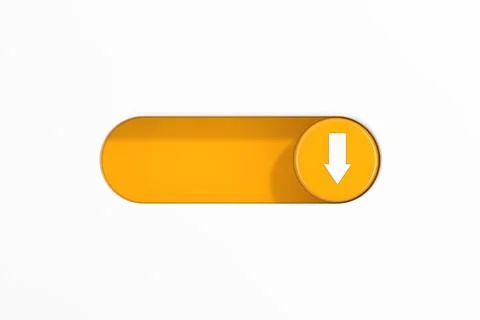 Yellow Toggle Switch Slider with Arrow Down Icon. 3d Rendering Illustrazione stock