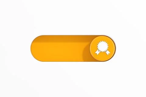 Yellow Toggle Switch Slider with Award Medal Certified Badge Rosette Icon. .. Illustrazione stock