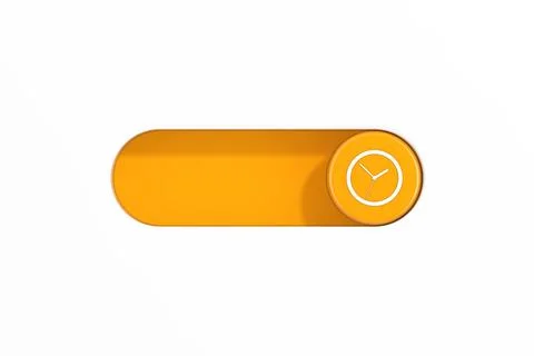 Yellow Toggle Switch Slider with Clock Icon. 3d Rendering Illustrazione stock