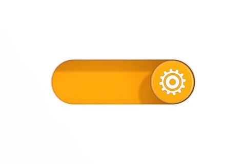 Yellow Toggle Switch Slider with Cogwheel Icon. 3d Rendering Ilustración de archivo