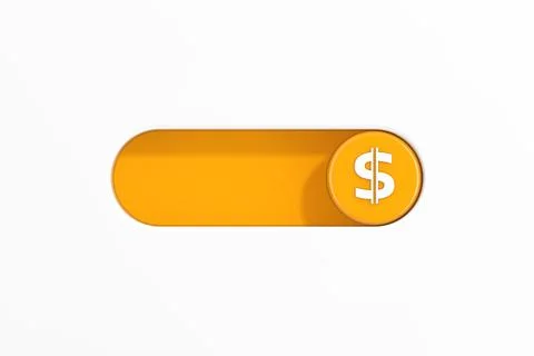 Yellow Toggle Switch Slider with Dollar Sign Icon. 3d Rendering Illustrazione stock