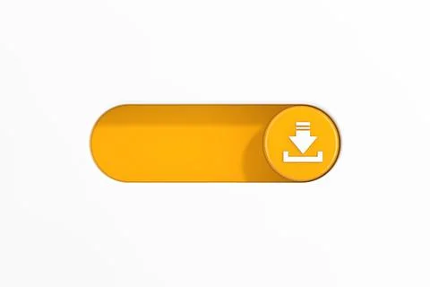 Yellow Toggle Switch Slider with Download Icon. 3d Rendering Stock Illustration