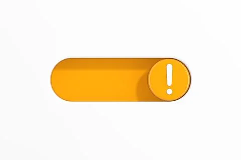 Yellow Toggle Switch Slider with Exclamation Mark Icon. 3d Rendering 스톡 일러스트