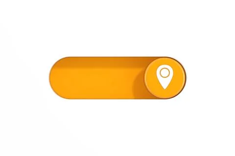 Yellow Toggle Switch Slider with Map Pointer Pin Icon. 3d Rendering Illustrazione stock