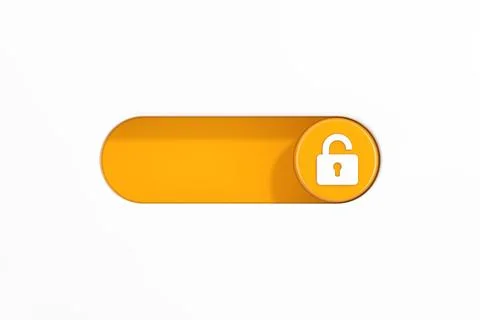 Yellow Toggle Switch Slider with Opened Lock Icon. 3d Rendering Stock Illustration