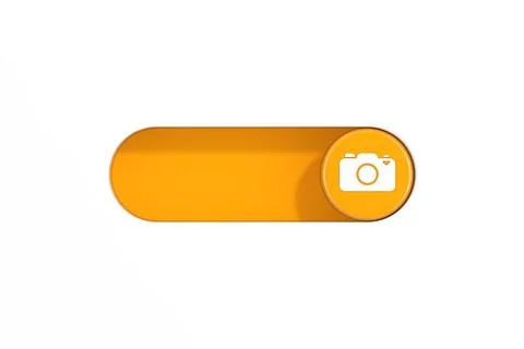 Yellow Toggle Switch Slider with Photo Camera Icon. 3d Rendering Illustrazione stock