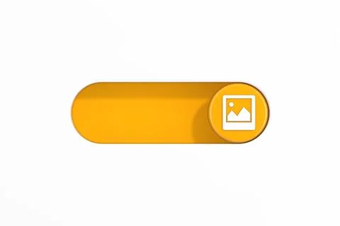 Yellow Toggle Switch Slider with Picture or Photo Frame Icon. 3d Rendering 스톡 일러스트