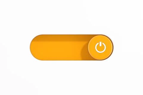 Yellow Toggle Switch Slider with On Off Power Icon. 3d Rendering Ilustração Stock