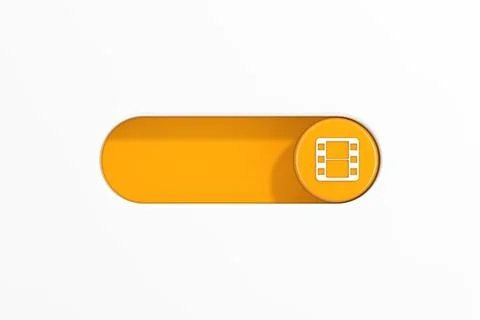Yellow Toggle Switch Slider with Simple Film Icon. 3d Rendering Illustrazione stock