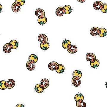 Yellow tomato vector seamless pattern 스톡 일러스트