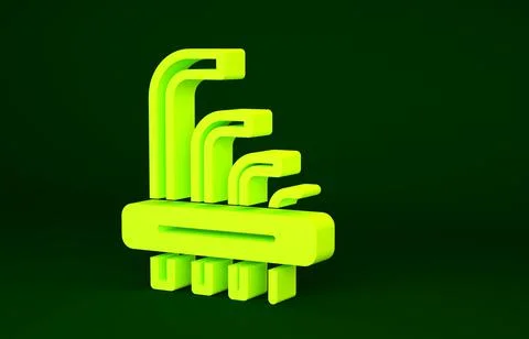 Yellow Tool allen keys icon isolated on green background. Minimalism concept. Stock Illustration