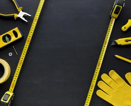 Yellow tools construction glove with copy space. High quality and resolution Stock Photos