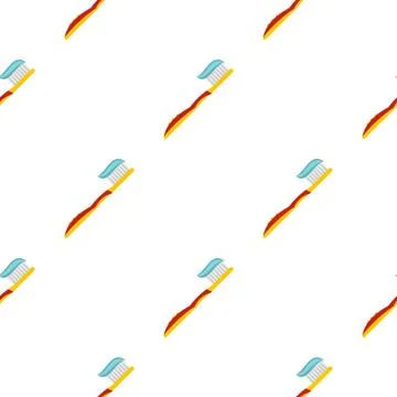 Yellow toothbrush with toothpaste pattern seamless Illustrazione stock