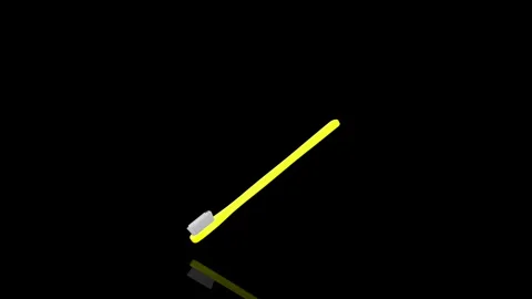 Yellow Toothbrush turns on itself - loop animation Video stock 253600516