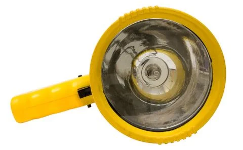 Yellow Torchlight with Clipping Path Isolated on a White Background 스톡 사진