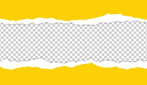 Yellow torn paper edges background. Cut and torn colored paper strips Ilustración de archivo