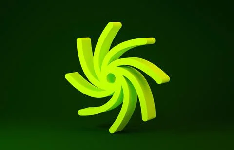 Yellow Tornado icon isolated on green background. Cyclone, whirlwind, storm f Stock Illustration