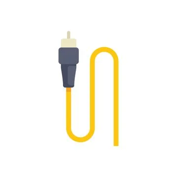 Yellow toslink cable with connector for optical fiber audio and data Stock Illustration