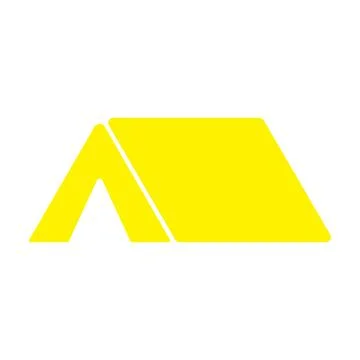 Yellow tourist tent solid icon isolated on white background Illustrazione stock