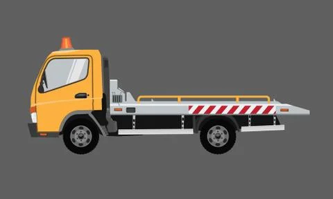 Yellow tow truck. Flat vector with solid color design. Stock Illustration