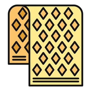 Yellow towel with diamond pattern cartoon icon Stock Illustration