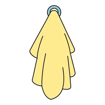 Yellow towel hanging on a ring hook for hygiene Stock Illustration