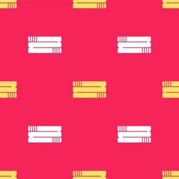 Yellow Towel stack icon isolated seamless pattern on red background. Vector Stock Illustration