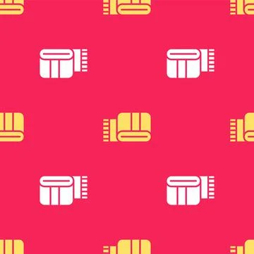Yellow Towel stack icon isolated seamless pattern on red background. Vector Stock Illustration