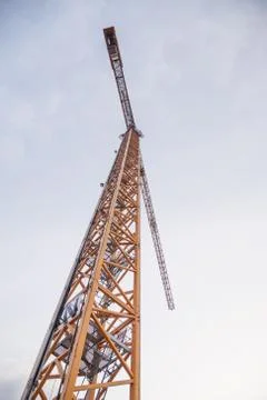 Yellow tower crane Stock Photos