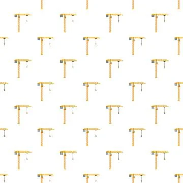 Yellow tower cranes repeating construction seamless pattern Stock Illustration