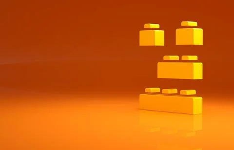 Yellow Toy building block bricks for children icon isolated on orange background 스톡 일러스트
