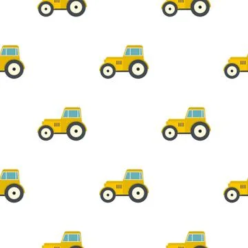 Yellow tractor pattern flat Illustrazione stock