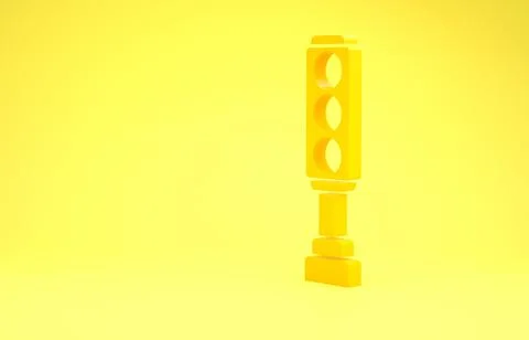 Yellow Traffic light icon isolated on yellow background. Minimalism concept.  Illustrazione stock