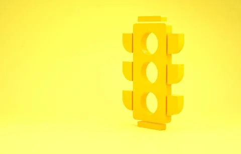 Yellow Traffic light icon isolated on yellow background. Minimalism concept.  Illustrazione stock
