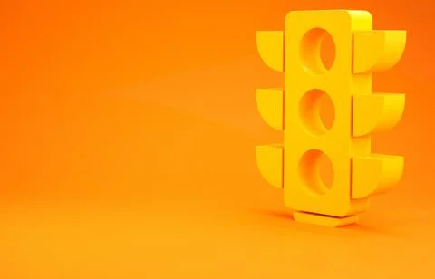 Yellow Traffic light icon isolated on orange background. Minimalism concept.  Illustrazione stock