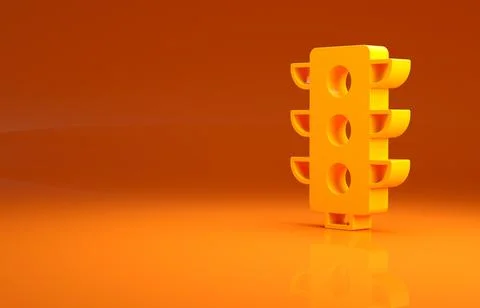 Yellow Traffic light icon isolated on orange background. Minimalism concept. 3d Illustrazione stock