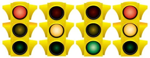 Yellow traffic light. Stock Illustration
