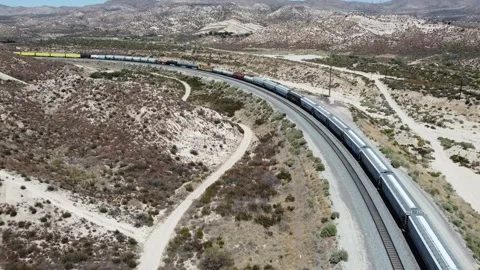 Yellow Train Aerial Video stock 159829540