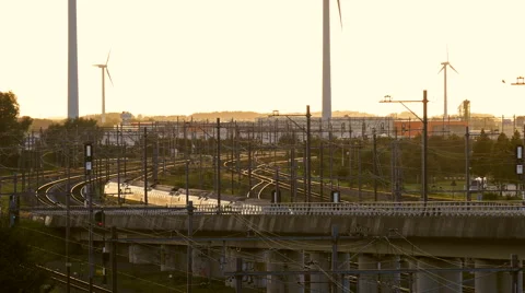 Yellow train is crossing the railway. Stock Footage 66188141
