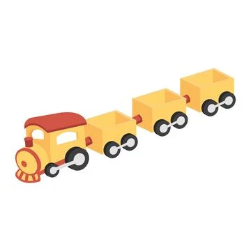 Yellow train doodle cartoon flat Stock Illustration